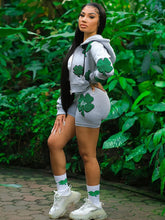 Two Piece Leaf Print Crop Tops & Shorts